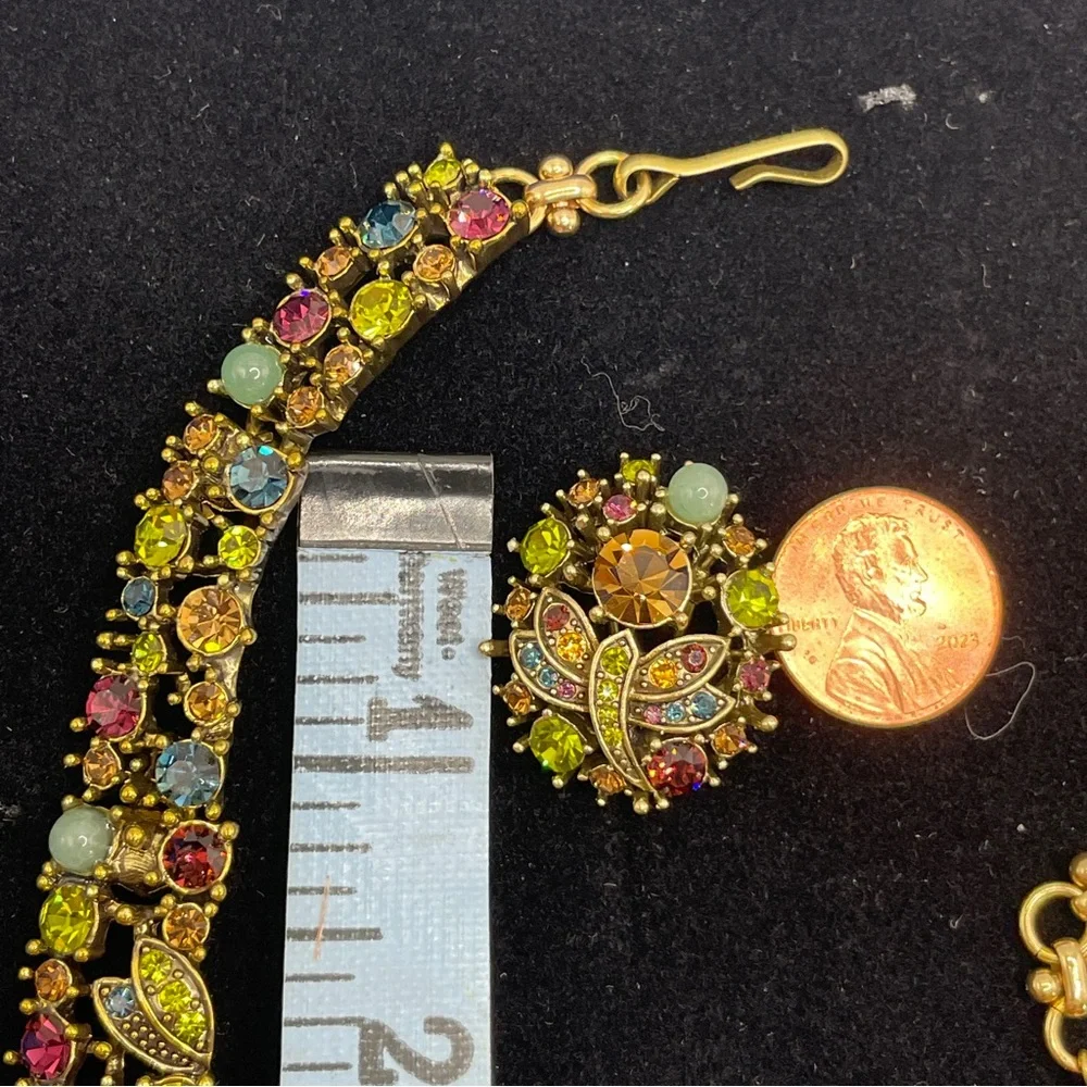 HEIDI DAUS Fantasy in Flight Crystal Dragonfly Collar Necklace Pierced Earrings
